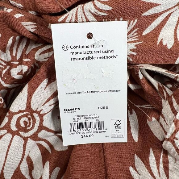 SO Goods for Life Women's Floral Jumpsuit Pants Summer Sleeveless Brown Small - Picture 7 of 9